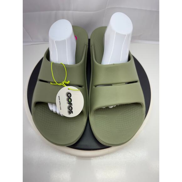 OOFOS OOahh Recovery Slide Mens Size 14 Sage Green Slip On Comfort Shoes Sandals - Picture 3 of 10